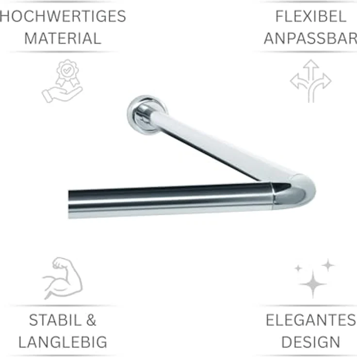 Libaro Duschvorhang stange Duschstange L-Form & U-Form Duschvorhangstange Badewanne Breite 160 cm, Universal-Set Duschvorhangstangen Badewannen Eck-Duschen L & U-Form – Bild 5