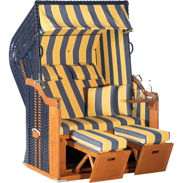 Sonnenpartner Strandkorb Rustikal 250 Plus Stoff Nr. 1244, 2-Sitzer, Halbliegemodell, PVC-Kunststoff