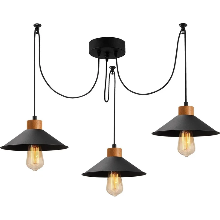 KAWOLA Hängelampe URAL 3-flammig Metall schwarz 100 x 24 x 114 cm – Bild 3