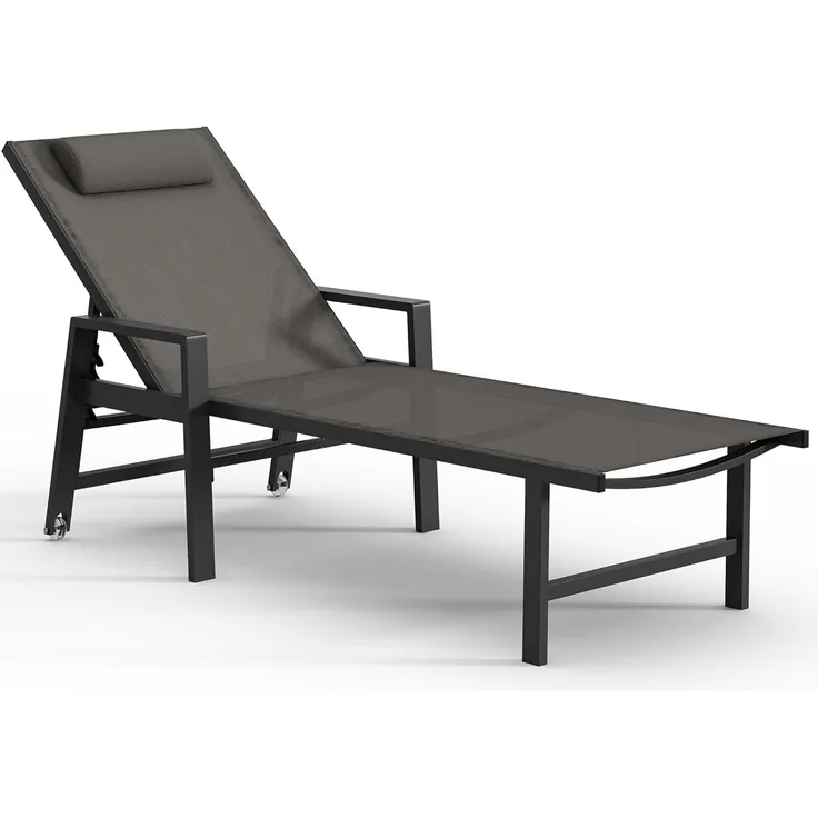 Melko Gartenliege Relaxliege Aluminium Sonnenliege mit Kissen Liegestuhl Klappliege, 5-fach verstellbare Rückenlehne