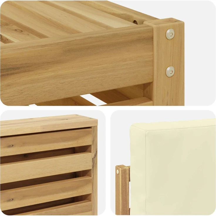 vidaXL Outdoor-Sofagarnitur 7 stk. 6-Sitzer Weiß und Creme 3392200 – Bild 6
