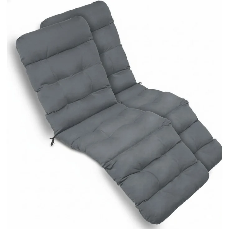 Beautissu Polsterauflage 2X Bequeme Liegenauflage Deckchair, 200x50x8 cm, Grau, Gartenliege Auflage mit Schaumflockenfüllung – Polster für Liegestuhl – Bild 1