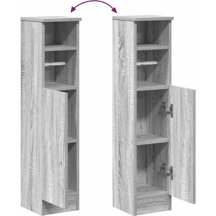 vidaXL Badezimmerschrank mit Rollenhalter Grau Sonoma 20,5x22x90 cm 858502 – Bild 8