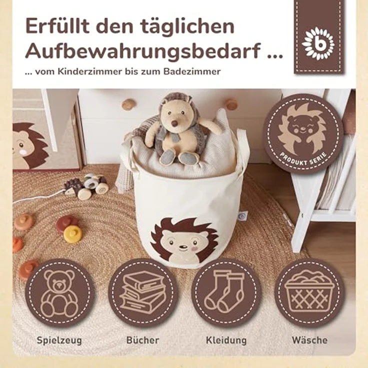 BIECO Wäschetasche Wäschekorb Baby Igel Aufbewahrungskorb Kinder Wasserabweisend – Bild 6