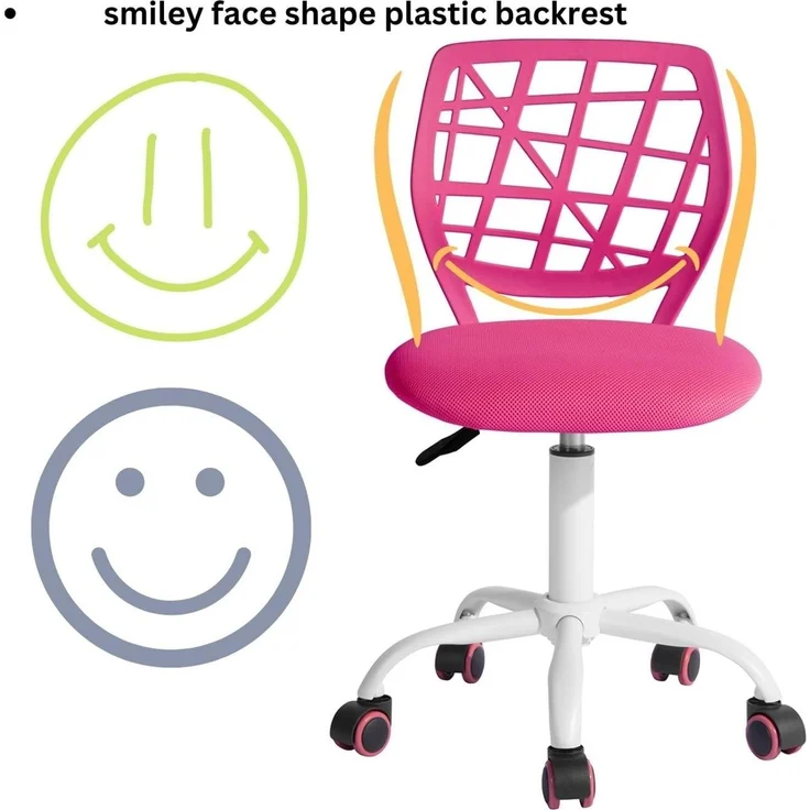 FurnitureR 2 Stück Home Office Stuhl, ergonomisch, verstellbar, Höhe Swivel Rolling, Computerstuhl für Zuhause, Büro und Studie, Metall, Rosa, Lila, 38,5 x 40 x 75 cm – 87 cm – Bild 3