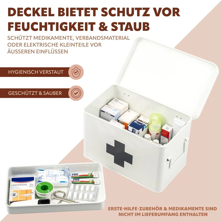 eluno Medizinschrank mit herausnehmbarem Tablett und 5 Fächern, Metall – Bild 6