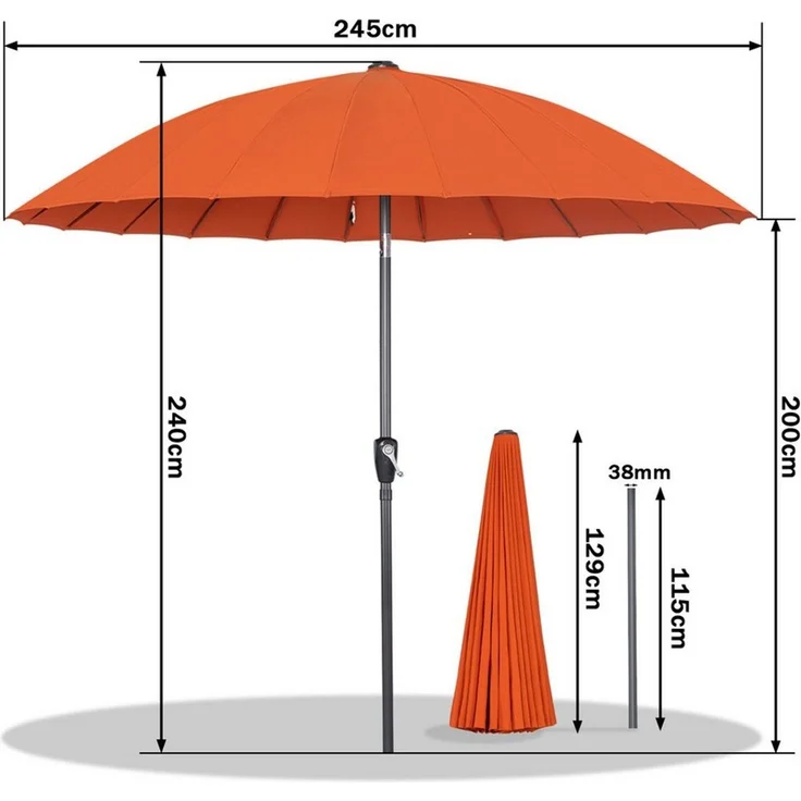 Angel Living Sonnenschirm 2,5m, Gartenschirm mit Kurbel & 45° Neigungswinkel, UV-Schutz 30+, ohne Ständer, wasserabweisender Ampelschirm für Balkon, Terrasse & Garten – Bild 2