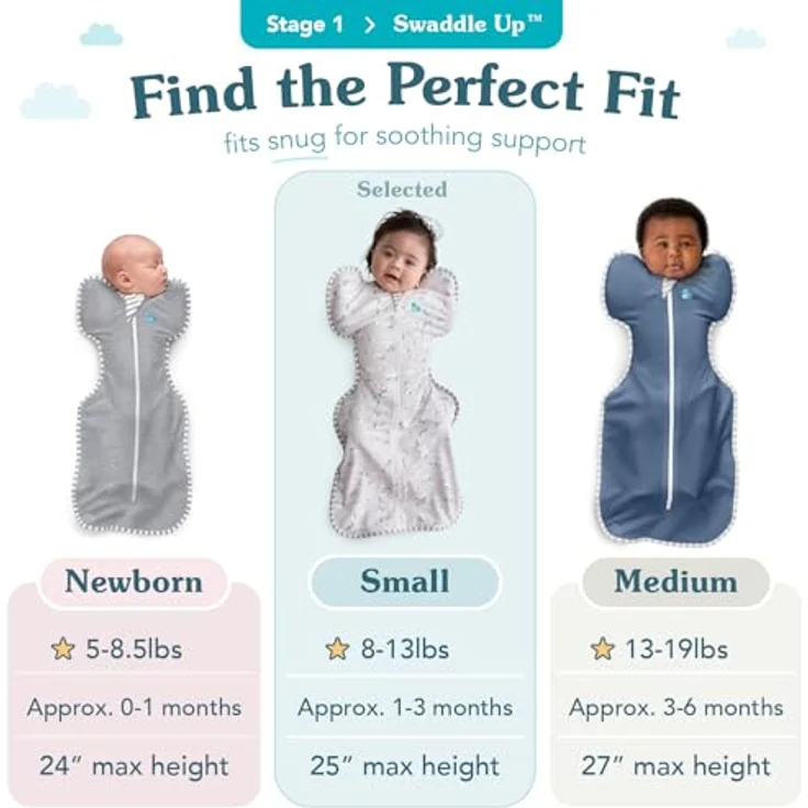 Love To Dream Pucksack, Baby Erstausstattung, ideal für kühle Temperaturen (16-20°C), Arme hoch Position, zweiweg-Reißverschluss für einfaches Windelwechseln, Schlafsack Weiß, Klein (3,5–6 kg) – Bild 4