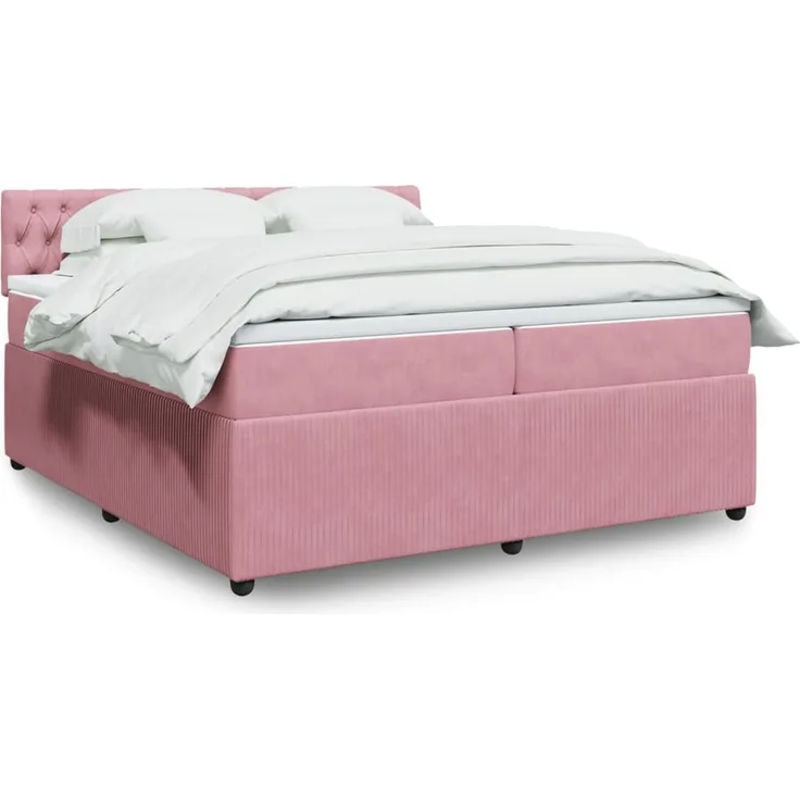 vidaXL Boxspringbett mit Matratze Rosa 200x200 cm Samt 3287841