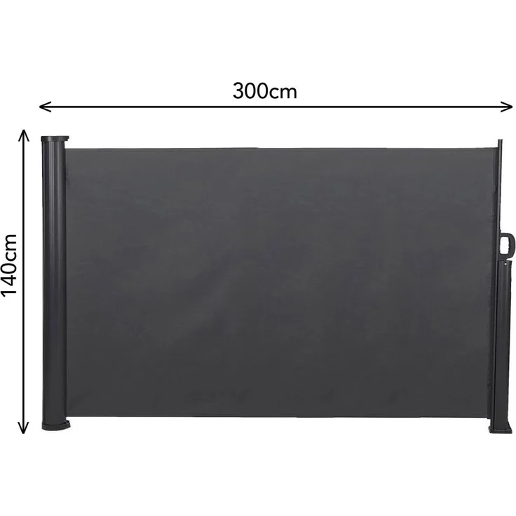 Brixy Ausziehbarer Windschutz – 300 x 140 cm – ausziehbar – Rollbar – Sonnenschutz – Garten, Strand, Terrasse, Balkon, Camping - Sichtschutz – Seitenmarkise – Wetterfest - Anthrazit – Bild 2