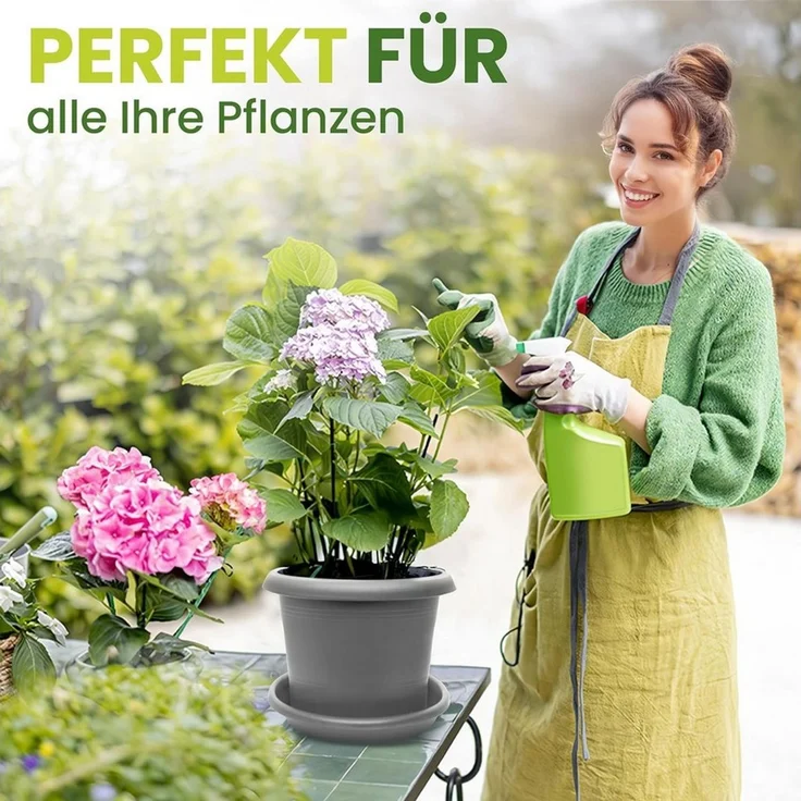 Centi Pflanzkübel 50 cm Blumentopf Groß in Anthrazit (1er-Set), Pflanzkübel mit Untersetzer – Bild 1