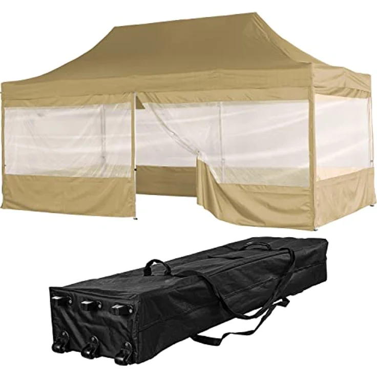 INSTENT® Faltpavillon, Aluminium / Polyester champagner, 3x6 m – Bild 2