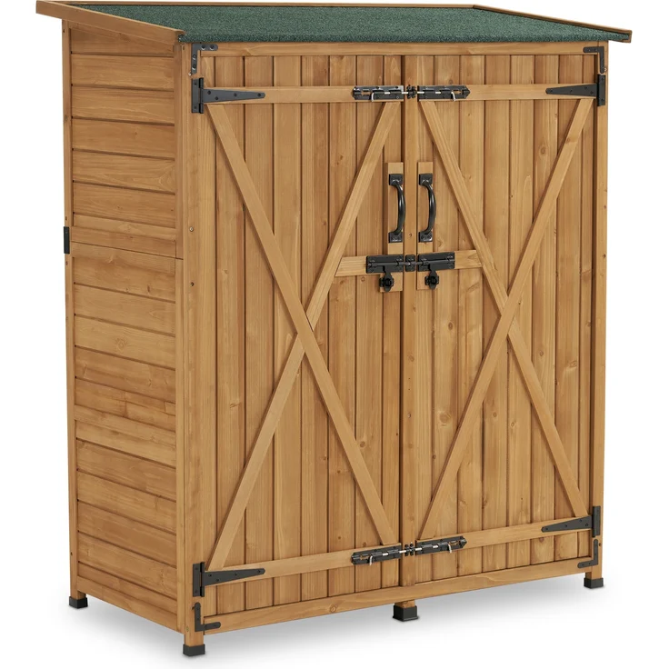 M MCombo Gartenschrank Holz Wetterfest, Klein Outdoor Gartenhaus Gerätehaus, für Außenbereich & Balkon & Terrasse, 0707 (Natur) – Bild 1