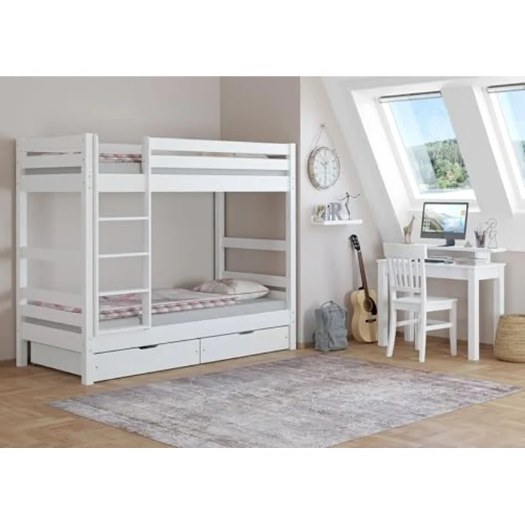 Weißer zweiteiliger Bettkasten aus Buche als Staukasten für unsere Betten - Buche weiß 90.10-BS37W – Bild 4