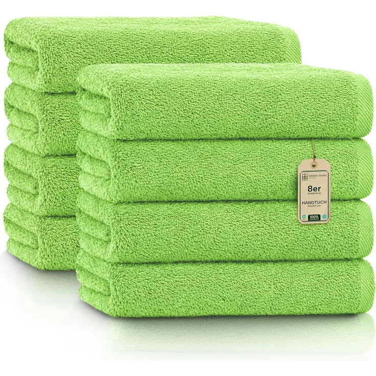 NatureMark 8er Spar-Pack Frottier Handtücher, Handtuch-Set, 50x100 cm, Apfel grün, 100% Baumwolle – Bild 1