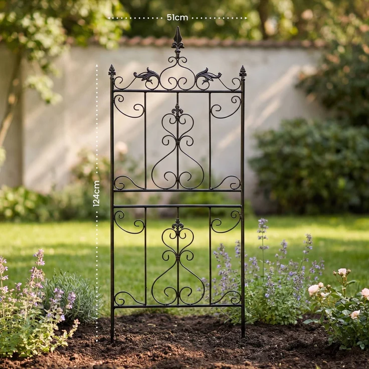 Rankgitter INES 2er Set - 51 x 3 x 124 cm, Metall, Anthrazit | Rankhilfe Kletterpflanzen Gartendekoration – Bild 2