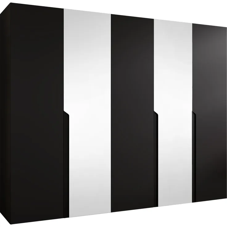 Kleiderschrank Veluna II 250 (Farbe: Schwarz / Schwarz + Schwarz)