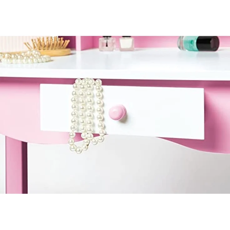 Pinolino 'Jasmin' Kinderschminktisch, inkl. Hocker, ab 3 Jahren, rosa/weiß – Bild 4