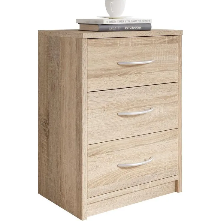 Nachtkommode >Bettine< in Eiche Sonoma Nachbildung - 39x54x28cm (BxHxT)