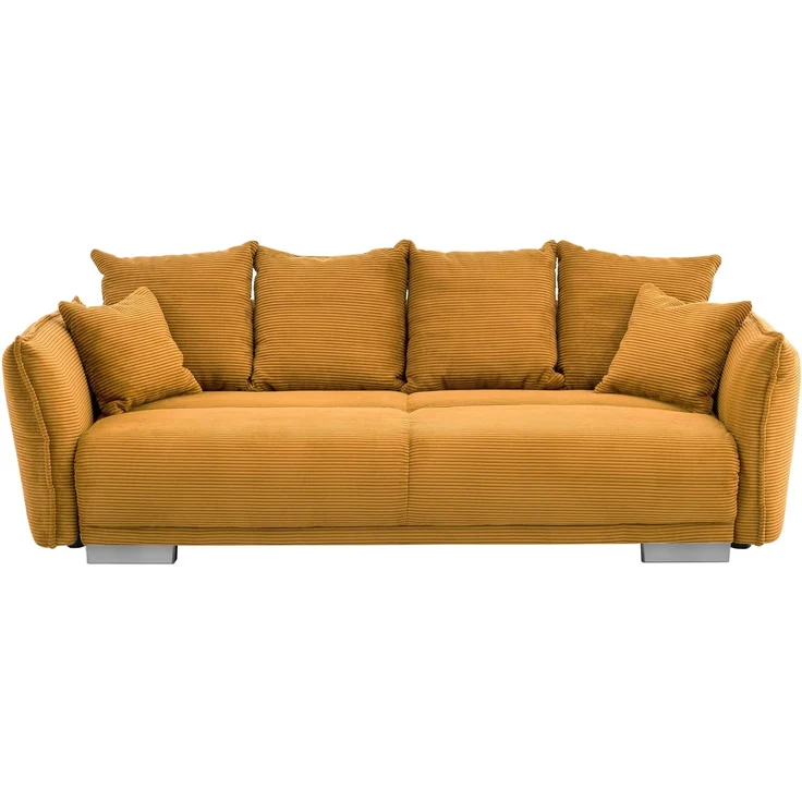 Big-Sofa 242x131 cm Gästebett Federkern Schlafcouch Stauraum Cord Gold Ockergelb – Bild 4