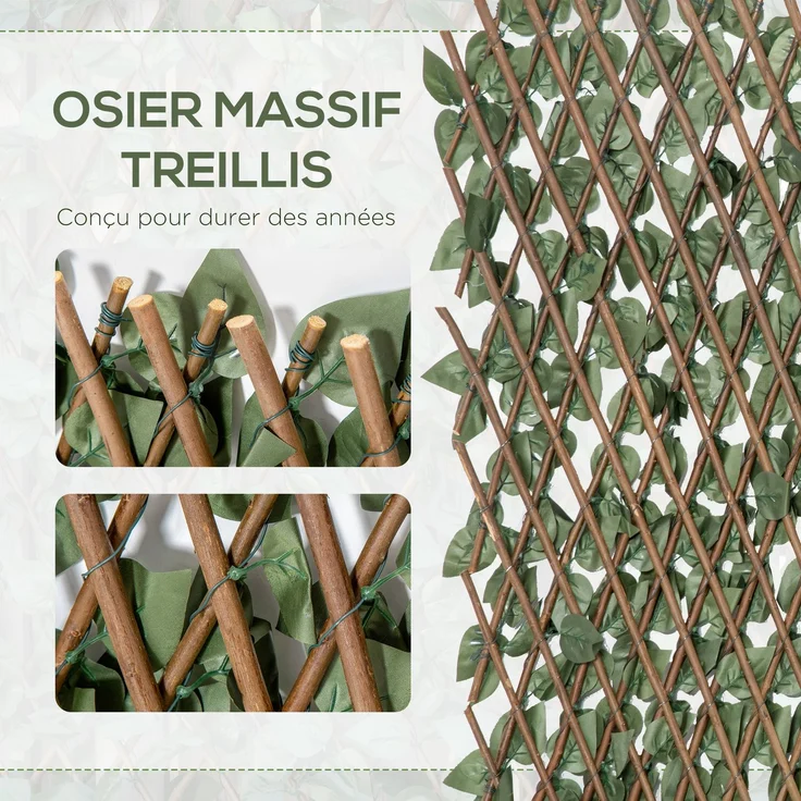 4er-Set künstliche Efeu-Hecken, dehnbare Wandblätter als Sichtschutz aus Polyester-Weide, 200 x 100 cm, grün – Bild 7