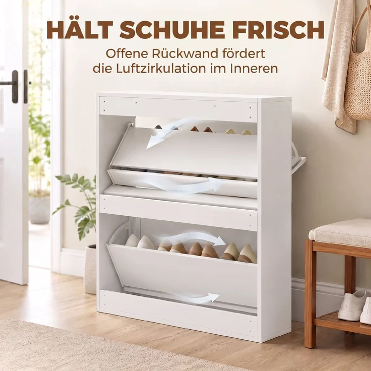 HOMCOM Schuhschrank, MDF, Weiß, 80 x 20 x 84 cm – Bild 6