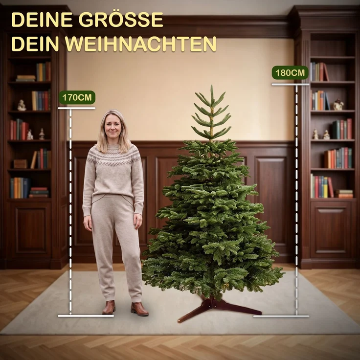 Aurelia Home Künstlicher Weihnachtsbaum 180 cm ohne Beleuchtung – Nordmann-Optik, PE/PVC, 569 Spitzen – Bild 6