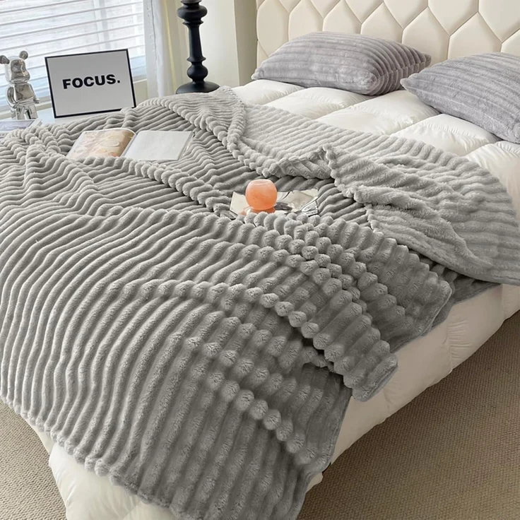 Kuscheldecke Fleecedecke Sofadecke Couchdecke Couch Grau 150x200CM – Bild 7