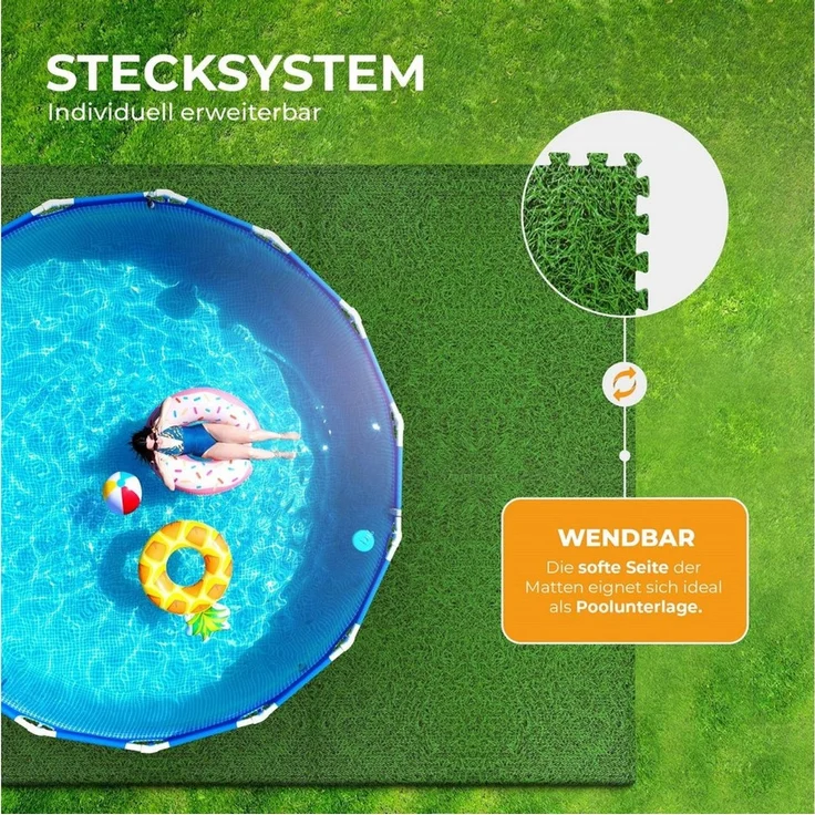 Bestlivings Pool-Bodenschutzfliese Pool Unterlegmatte, 6 Stück à 40x40x1cm (0,96m), Bodenschutz Poolunterlage Pool Planschbecken - Bodenschutzmatte – Bild 2