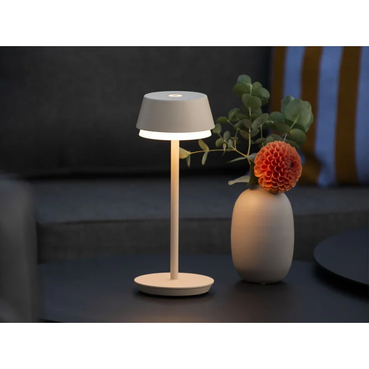 Akku Tischleuchte LYON für Outdoor dimmbar, kabellos in Sandfarben, 30cm – Bild 1