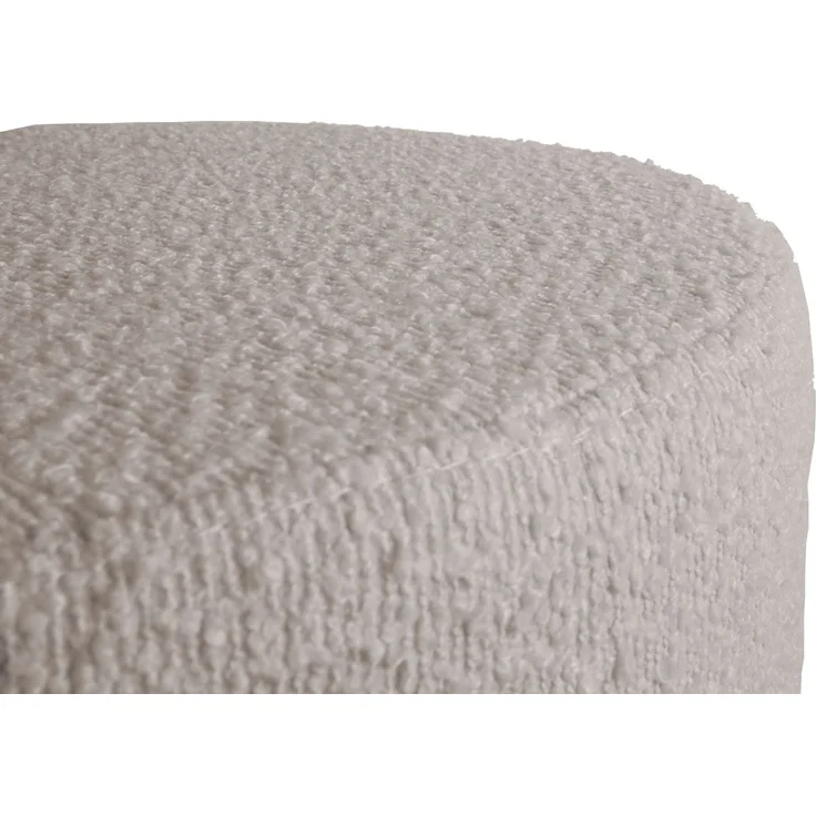 Hocker HWC-C22, Sitzhocker Schminkhocker, höhenverstellbar drehbar Ø 37cm Stoff Bouclé (450g/m²) FSC® ~ beige – Bild 5