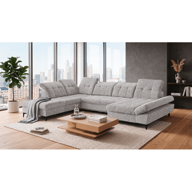 Wohnlandschaft Mercy von ED Exciting Design mit Schlaffunktion und Bettkasten im Glow Flachgewebe – Bild 4