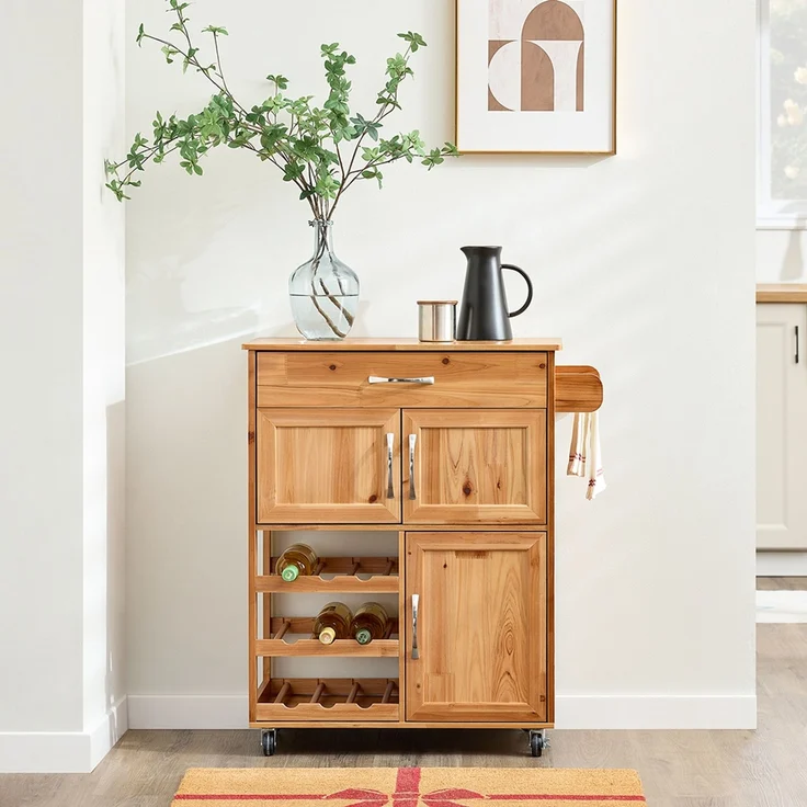 SoBuy FKW45-N Küchenwagen, Massivholz, Lackiert, Hellbraun, 75 x 86 x 38 cm – Bild 2