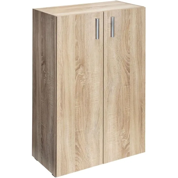 Deuba Kommode Vela 3 Fächer 2 Türen 115,5 x 60 x 31 cm Holz Ordner Bücher Aktenschrank Mehrzweckschrank Standschrank Eiche