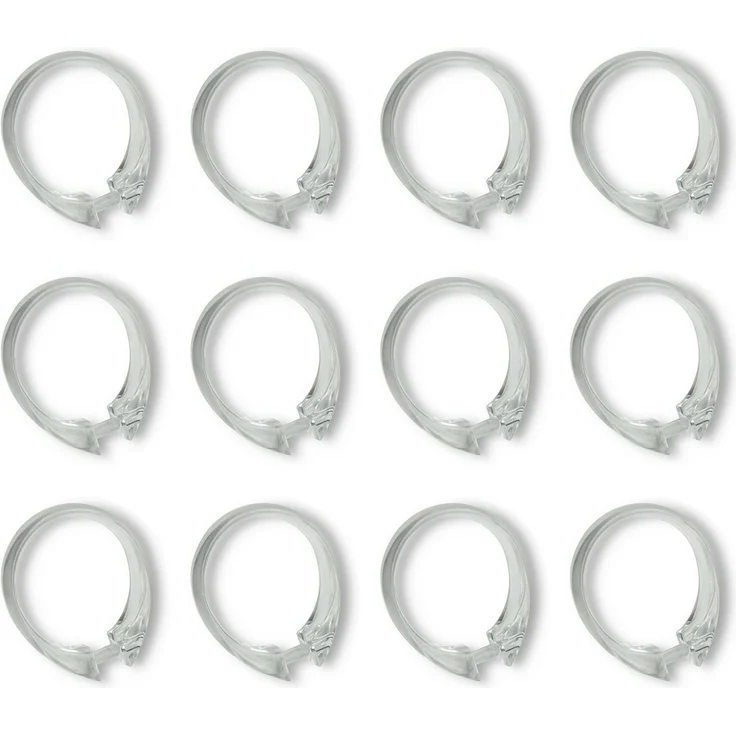 nodeko Duschvorhangringe Duschmantelringe, transparent, Ø innen 42x45 mm, verwendbar für alle gängingen Duschvorhangstangen, (Packung mit je 8 Stück oder 12 Stück, 12-St), sehr stabile Qualität – Bild 1