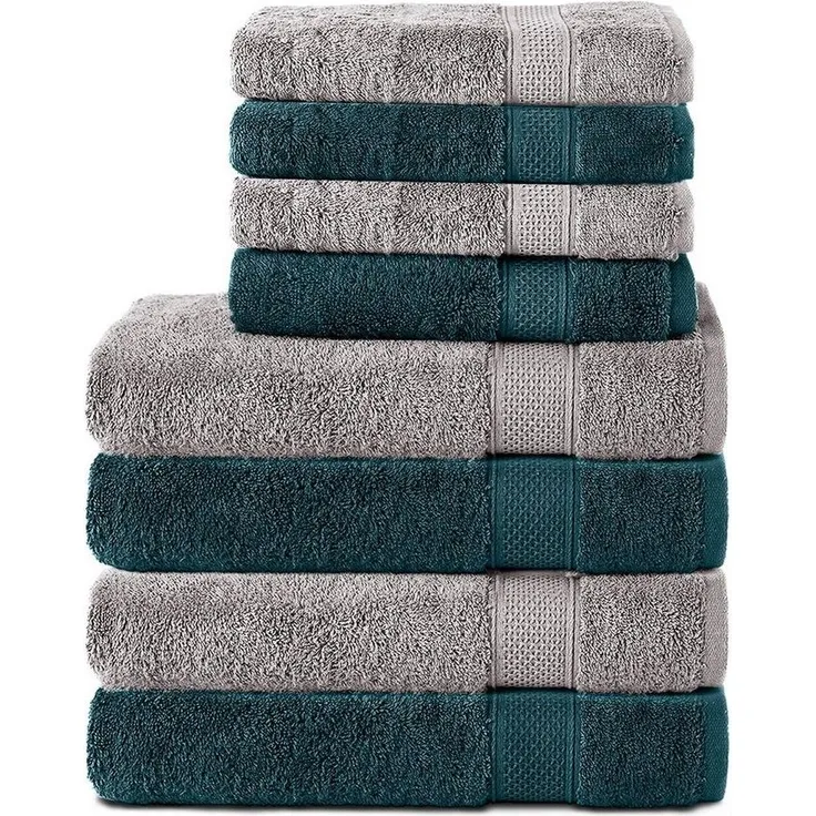 Komfortec Handtuch Set 100% Baumwolle, 4 Badetücher 70x140 und 4 Handtücher 50x100 cm, Frottee (Packung, 8-St), Badehandtuch & XXL Saunatuch, Weich, Towel, Groß