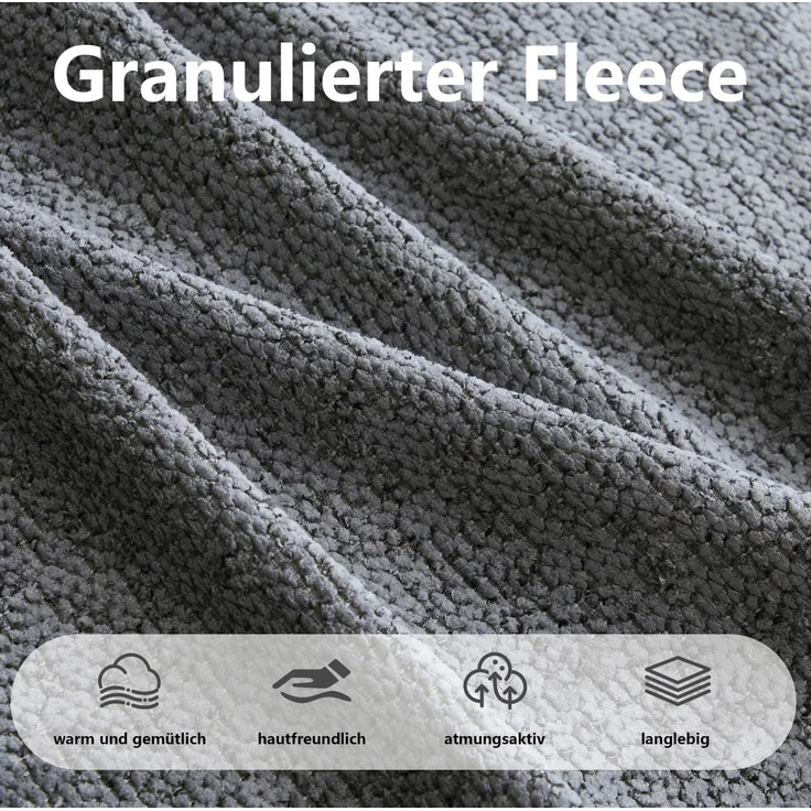 DESVIAE Sofa modular mit Ottomane 288x79x165 cm aus Granular-Fleece Grau – Bild 6