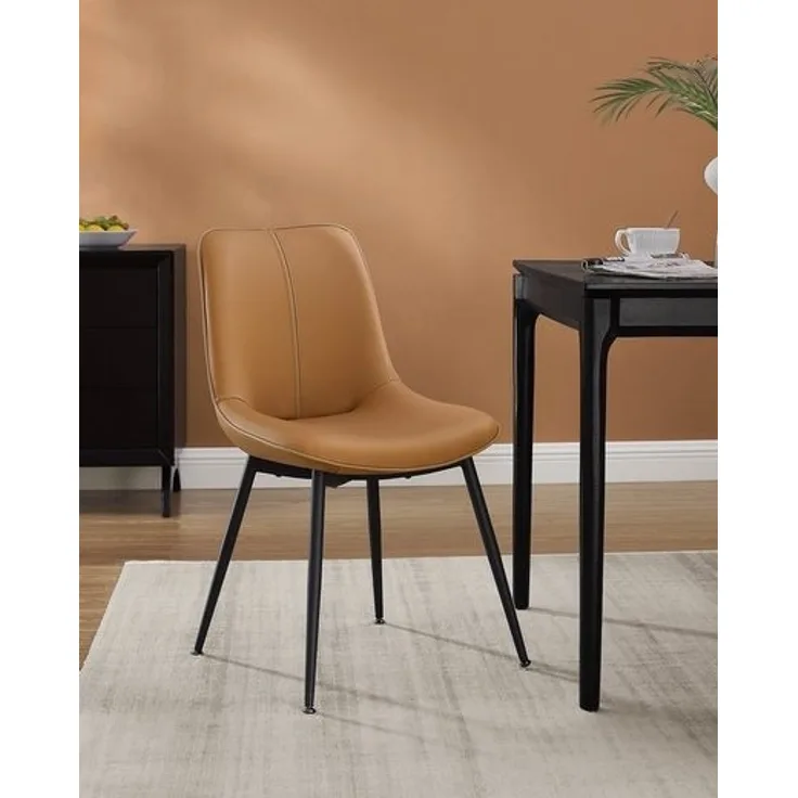 Vasagle Esszimmerstuhl (1 St), Polsterstuhl, verstellbare Füße, 56 x 50,3 x 81 cm (T x B x H), karamellbraun