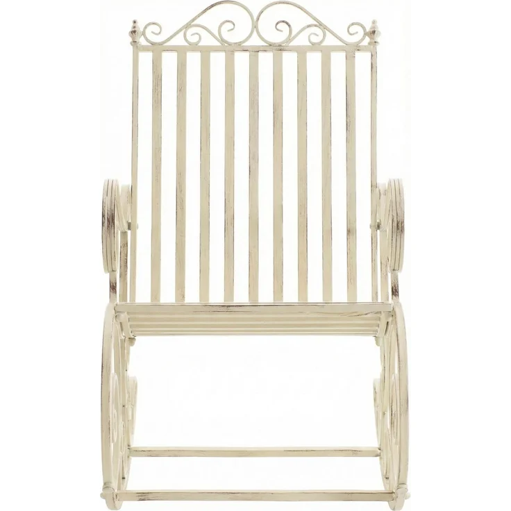 Schaukelstuhl ANNA Antik Outdoor - 56x90x94cm, Metall, Antik-Creme | Gartenstuhl Liegestuhl Relaxstuhl Garten Terrasse – Bild 4