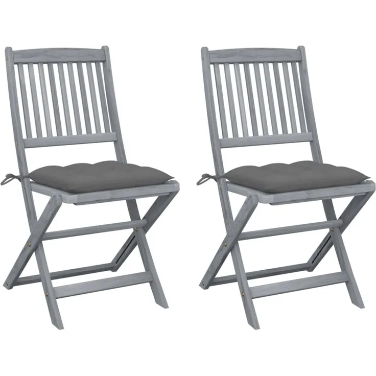 vidaXL Klappbare Gartenstühle 2 Stk. mit Kissen Massivholz Akazie 3064552