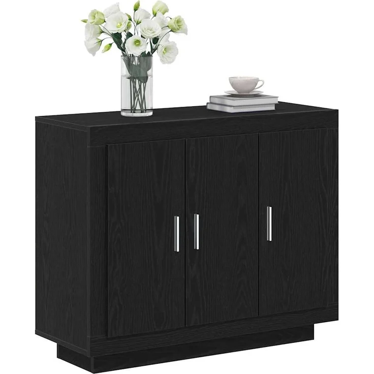 vidaXL Sideboard Schwarz Eichen-Optik 92 x 35 x 75 cm Holzwerkstoff 862750 – Bild 2