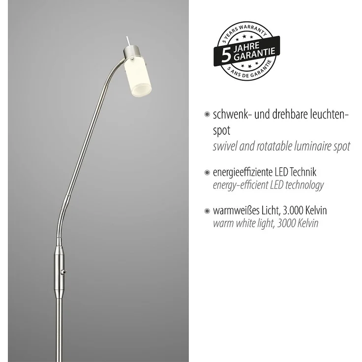 JUST LIGHT 11938-55 LED Stehleuchte 1-flammig 3000K GU10 Stahl – Bild 4