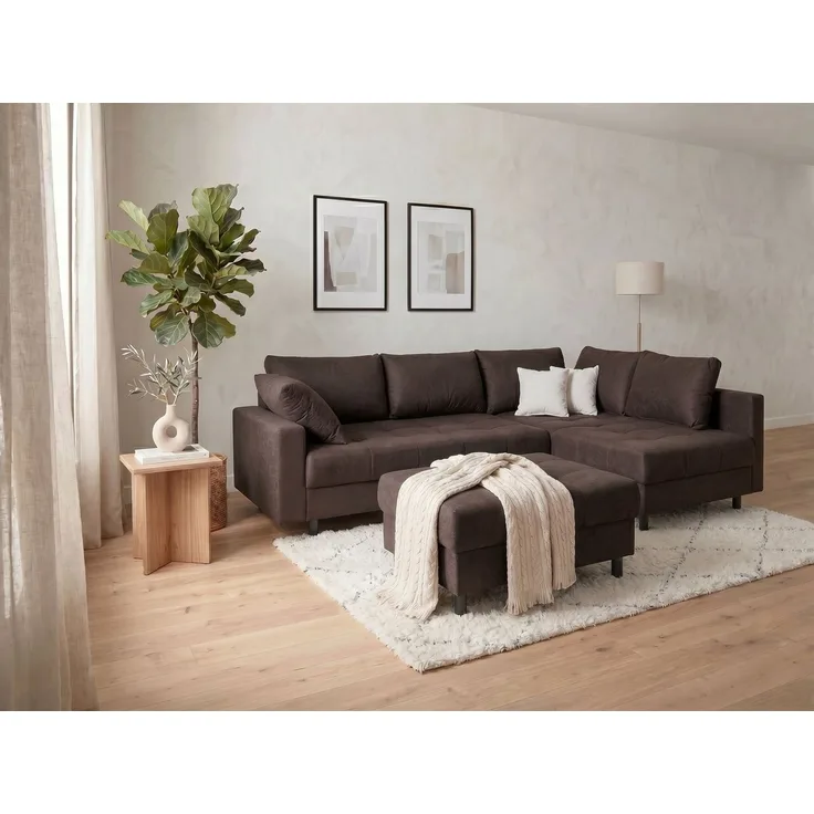 COLLECTION AB Ecksofa Toni XL L-Form 274 cm Set inkl. Hocker, Set: Sofa & Hocker, 2 Zierkissen, Bonell-Federkern