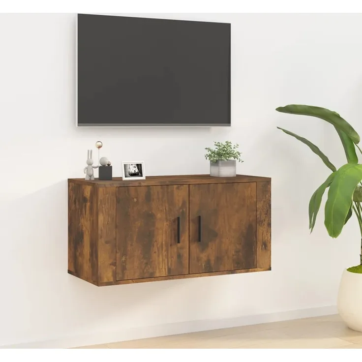 TV-Wandschrank, Fernsehschrank Räuchereiche 80 x 34,5 x 40 cm