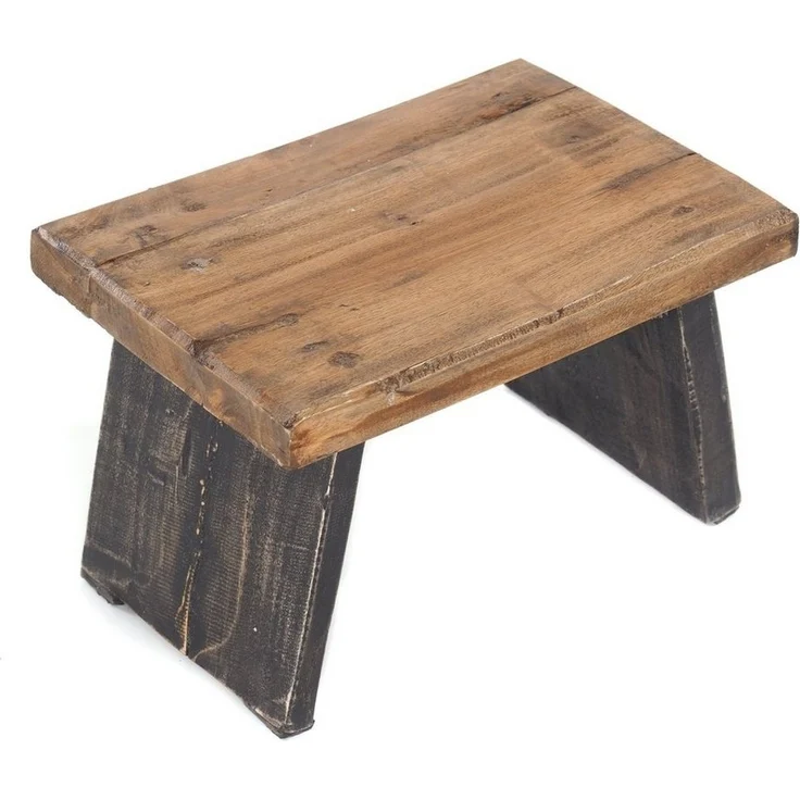 DESIGN DELIGHTS Hocker NOSTALGISCHER FUßHOCKER "SCHEMEL", Altholz massiv, Holzhocker, Farb – Bild 2