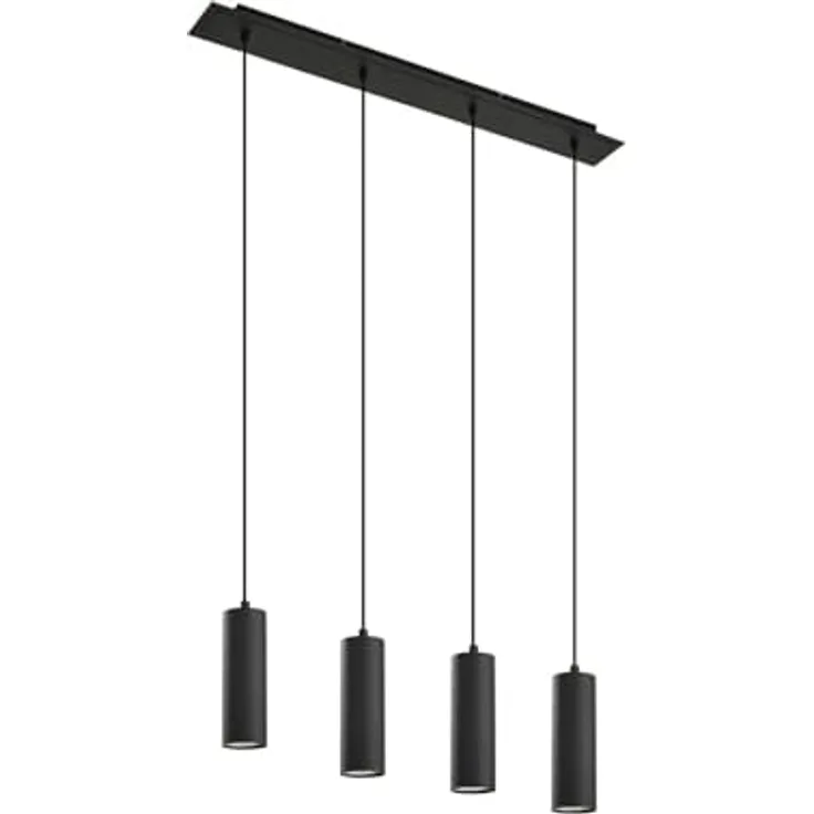 Lindby Pendelleuchte 'Joffrey', Hängelampe aus schwarzem Metall, 4-flammig, für Wohnzimmer & Esszimmer