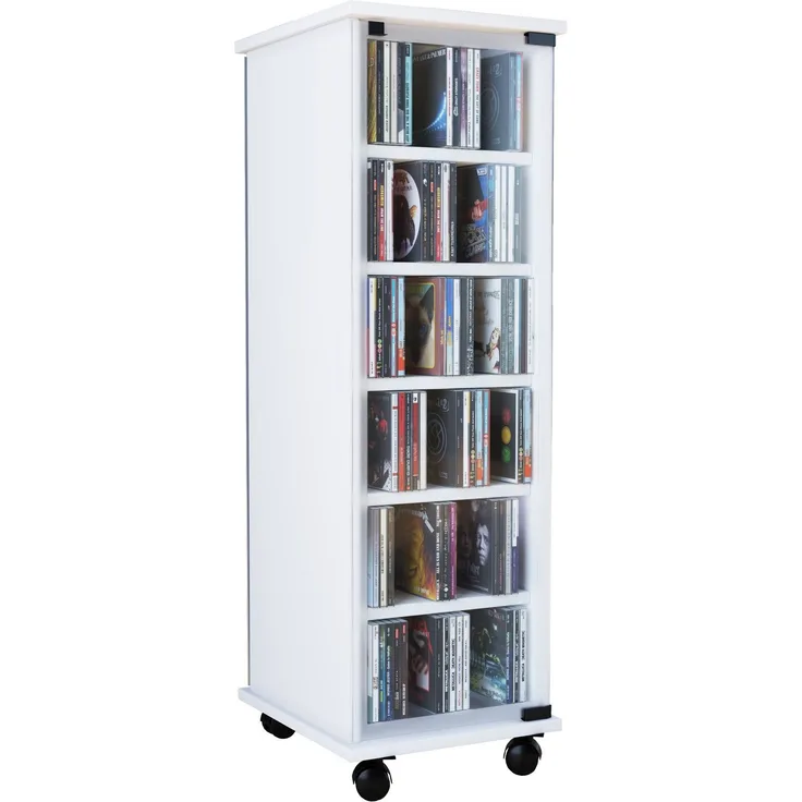 VCM CD / DVD Media Regal Valenza 30025 Weiß H. 98 x B. 31 x T. 35 cm