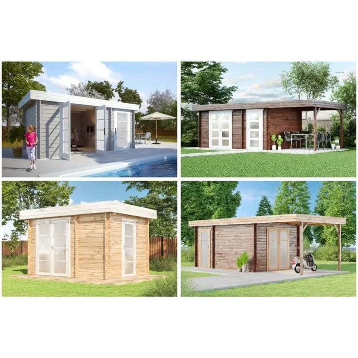 Alpholz Gartenhaus Modern-E Gartenhaus aus Holz Holzhaus mit 28 mm Wandstärke Blockbohlenhaus mit Montagematerial – Bild 5