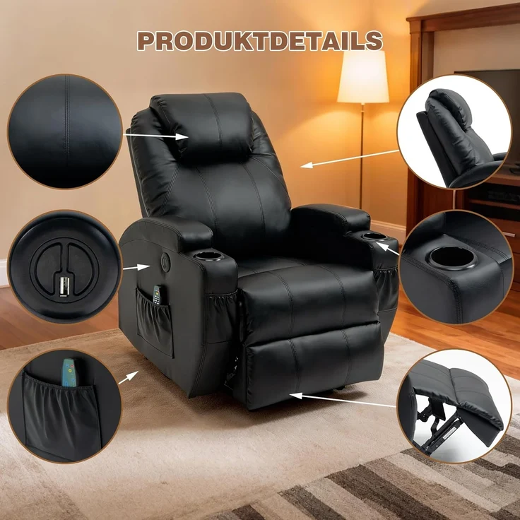Thanaddo Massagesessel Relaxsessel Massagesessel Fernsehsessel, mit Liegefunktion – Bild 8