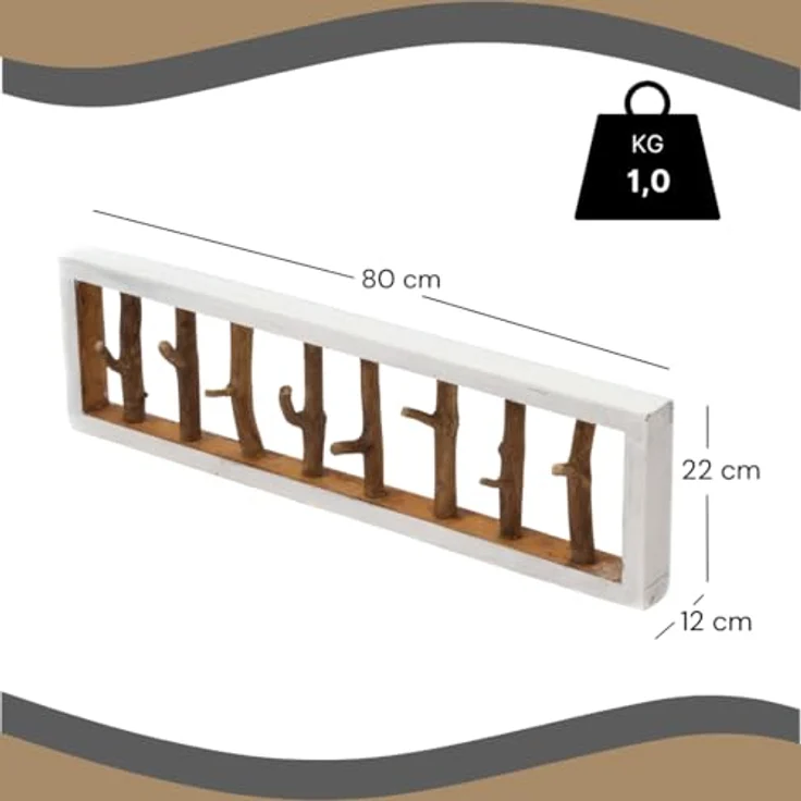 DESIGN DELIGHTS Wandgarderobe WANDGARDEROBE TREIBHOLZ UNIKAT, 80x22 cm (BxH), Garderobe, Hakenleiste – Bild 3